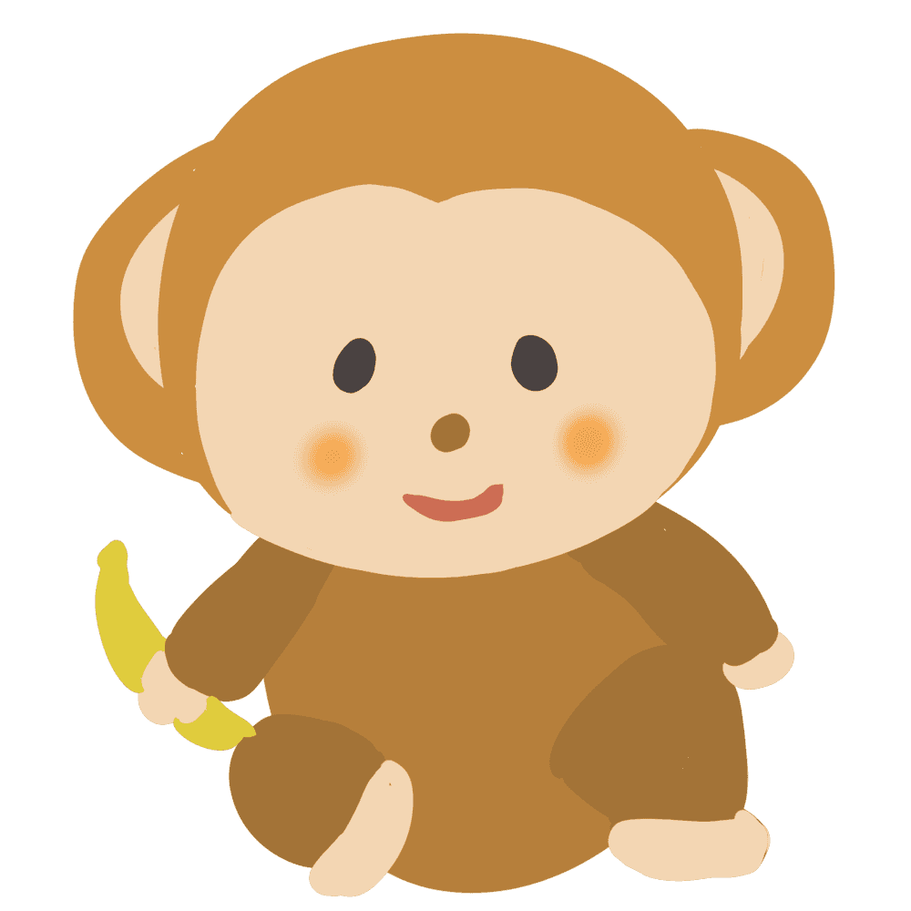 猿イラスト - 温泉と小猿の楽しいかわいい動物無料素材 - チコデザ
