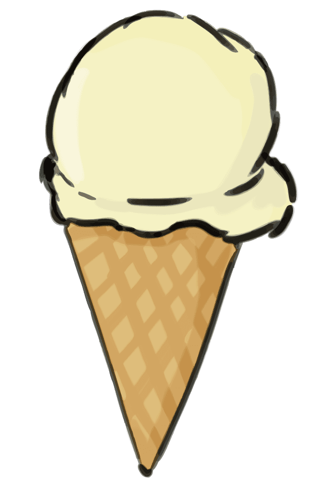 手描きのバニラ味のアイスクリーム
