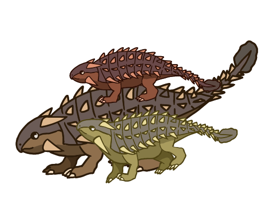 親子のアンキロサウルスのイラスト