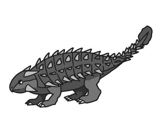 アンキロサウルス(白黒)のイラスト