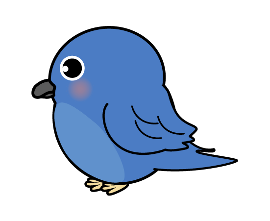 可愛い青い鳥(横)のイラスト
