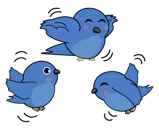 青い鳥の群れのイラスト