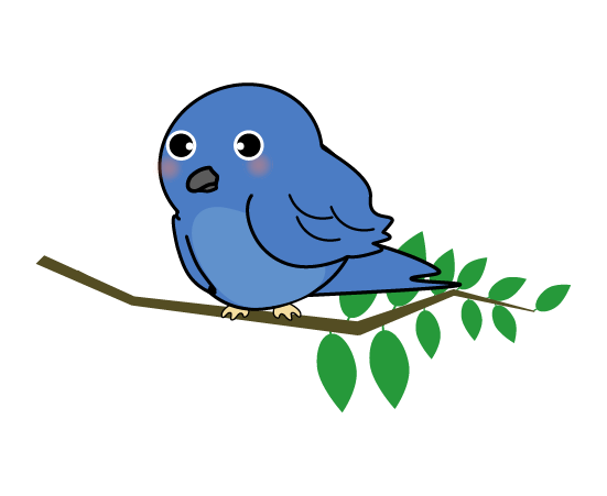木にとまる青い鳥のイラスト