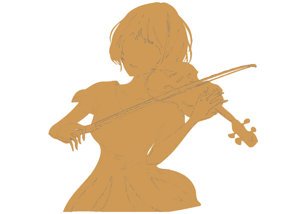 バイオリン演奏会のイメージシルエットのイラスト