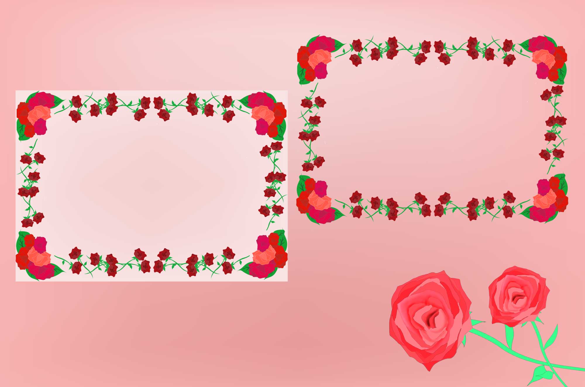 可愛いバラの無料フレーム 花の枠デザイン素材 チコデザ