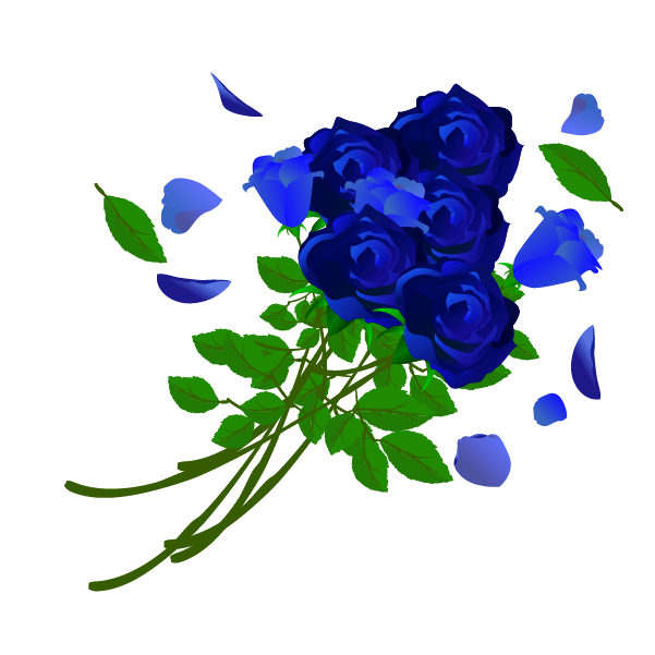 青い薔薇の花束のイラスト3