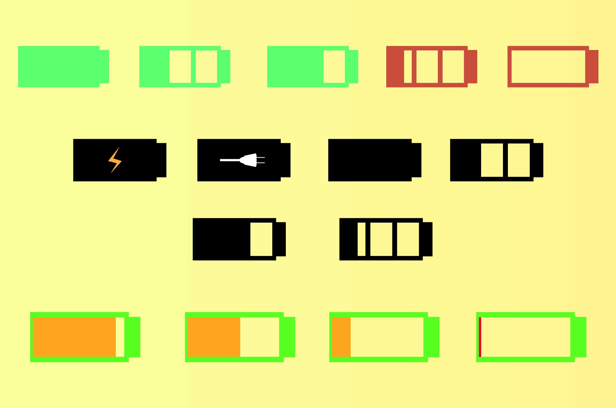 バッテリーマークのフリーイラスト 電池残量無料素材 チコデザ