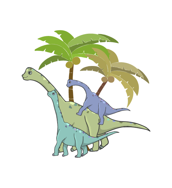 ブラキオサウルスの親子のイラスト