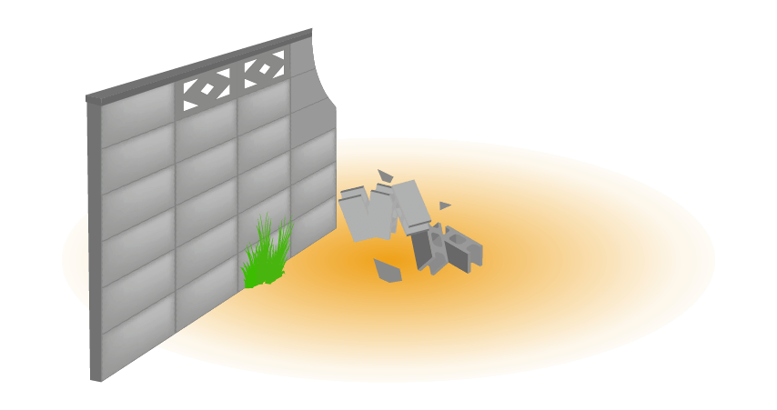 倒れる危険なブロック塀のイラスト
