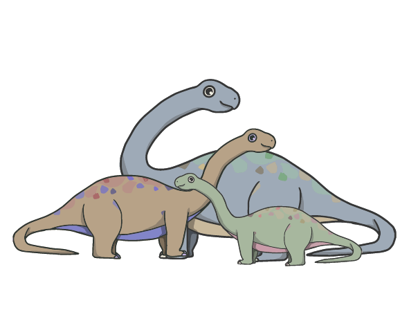 ブロントサウルスの親子のイラスト