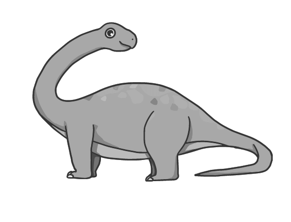 ブロントサウルス(白黒)のイラスト