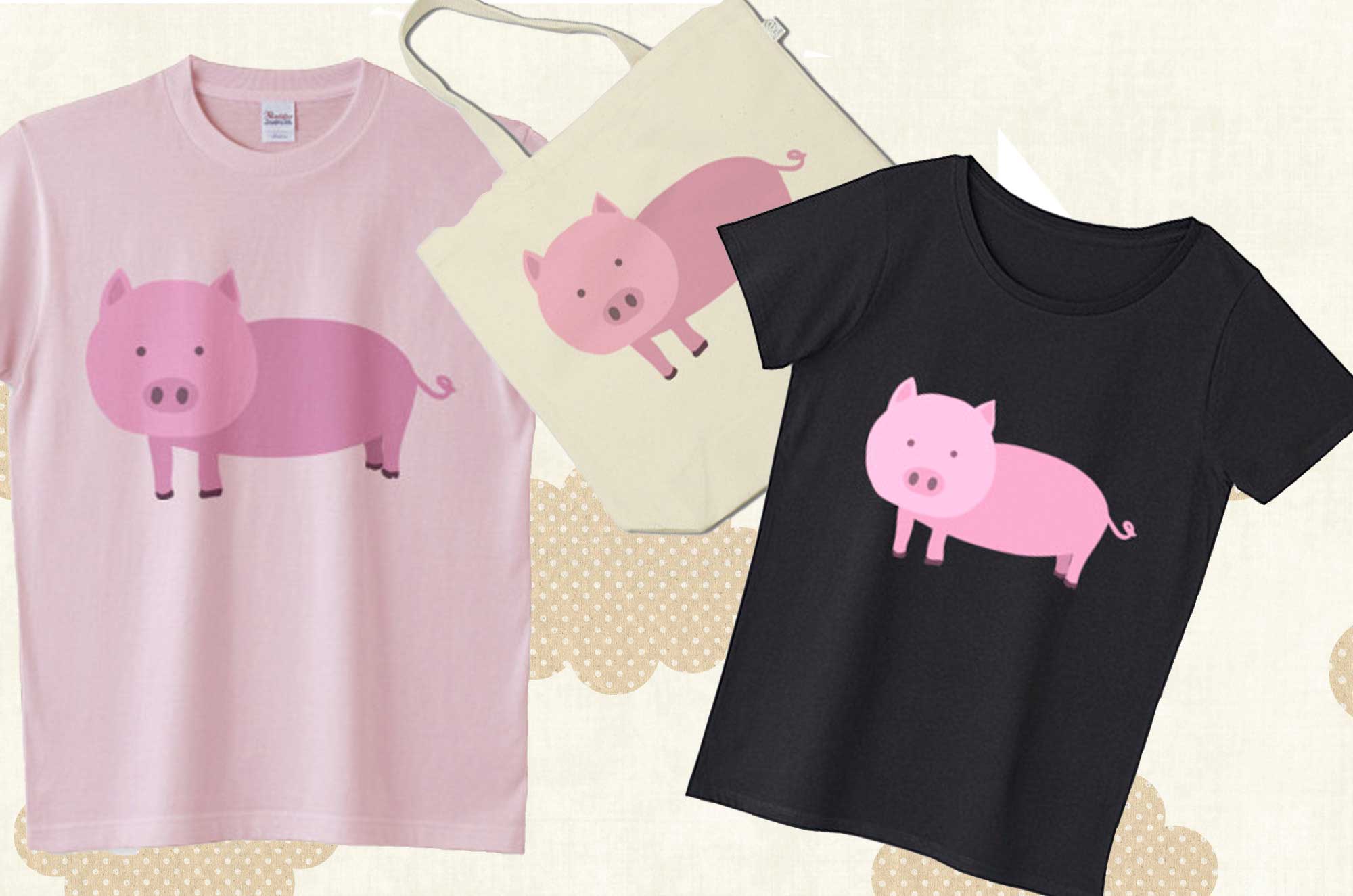 豚Tシャツ - おもしろいブタのキャラクターグッズ