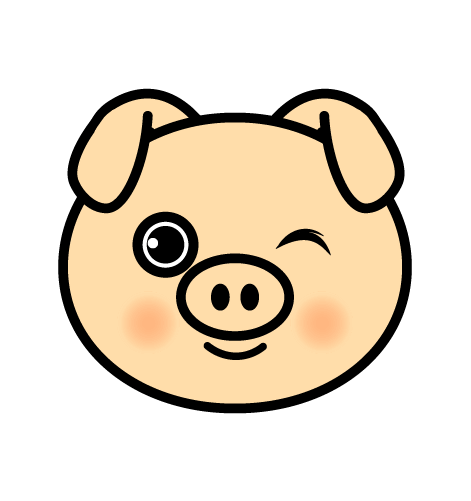 ウインクする豚のイラスト