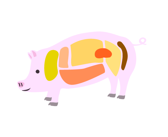 シンプルな豚の部位のイラスト