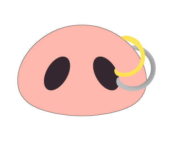 ピアスのおしゃれな豚の鼻のイラスト