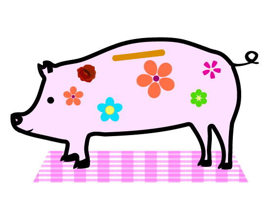 おしゃれな豚の貯金箱のイラスト