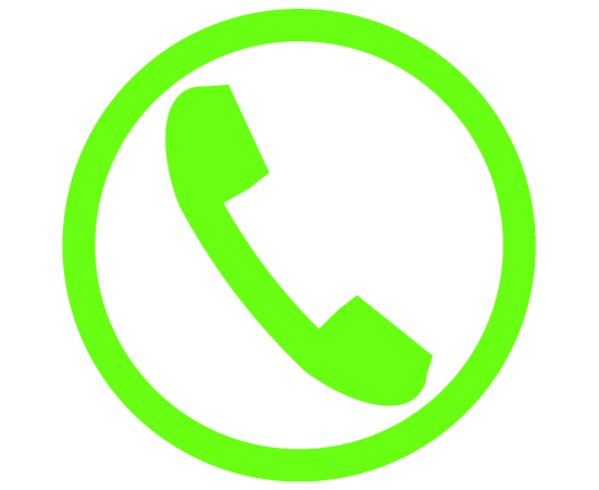 電話受話器丸形アイコン(緑)