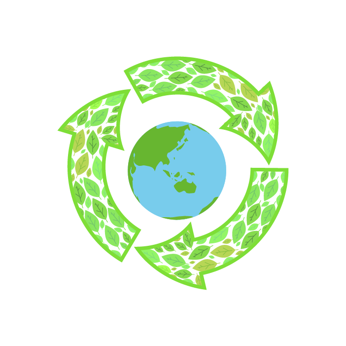 葉っぱリサイクルの地球のイラスト