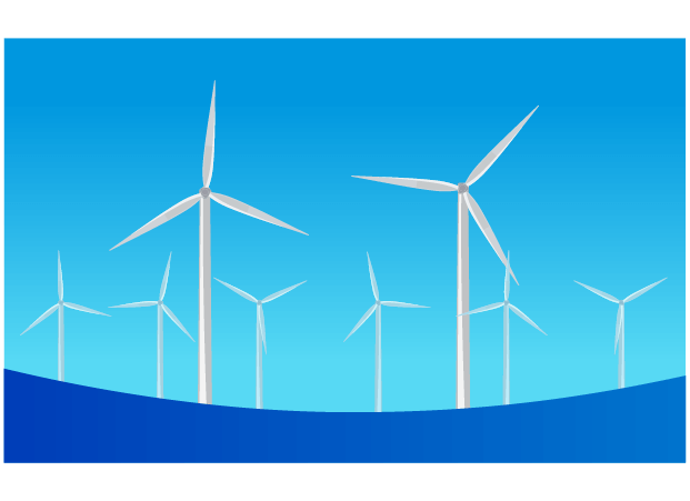 海上の風力発電のイラスト
