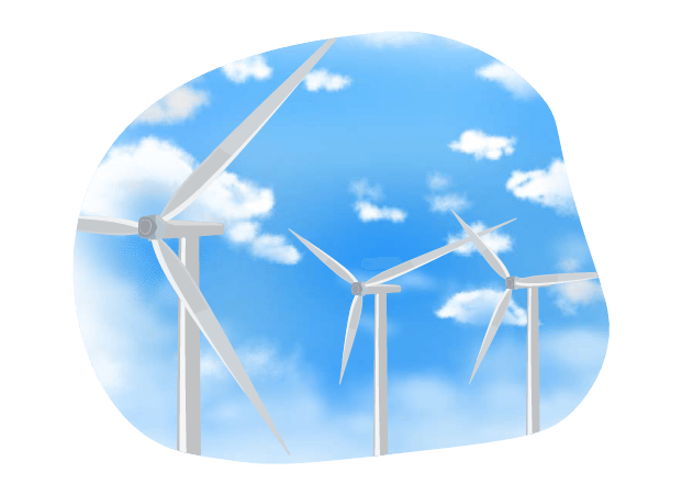 空と風力発電のイラスト