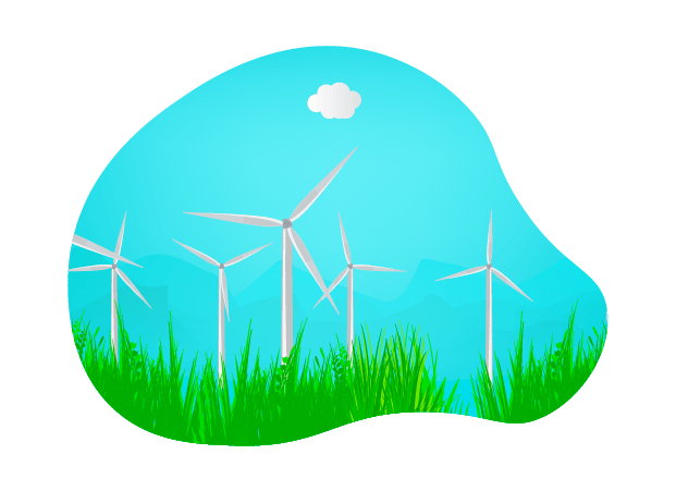 平野の風力発電挿絵のイラスト