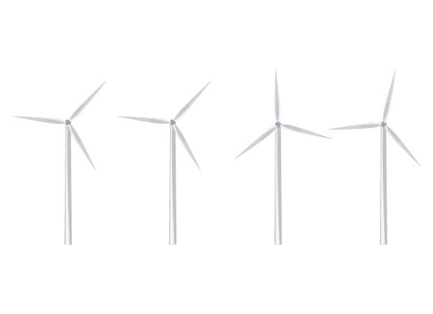 風力発電プロペラ群のイラスト