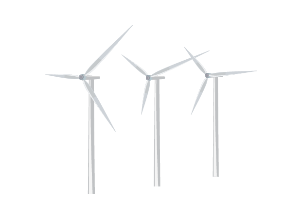 風力発電プロペラ群2のイラスト