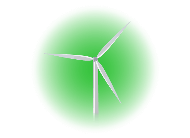 風力発電の挿絵(緑)のイラスト