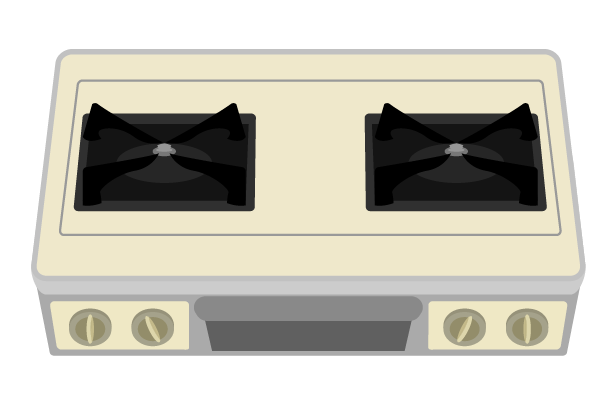 ガスコンロのイラスト 上 横角度別生活家電の素材 チコデザ