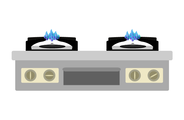 横から見たガスコンロのイラスト