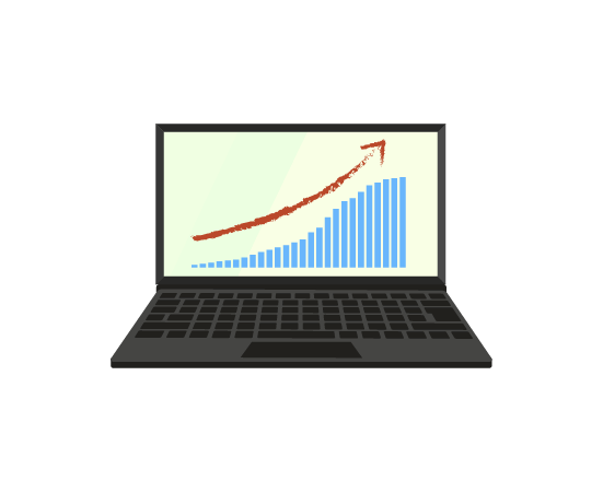 パソコンと上昇グラフのイラスト