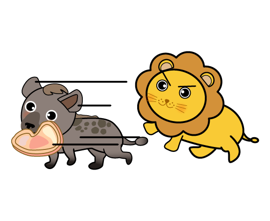 ライオンとハイエナのイラスト