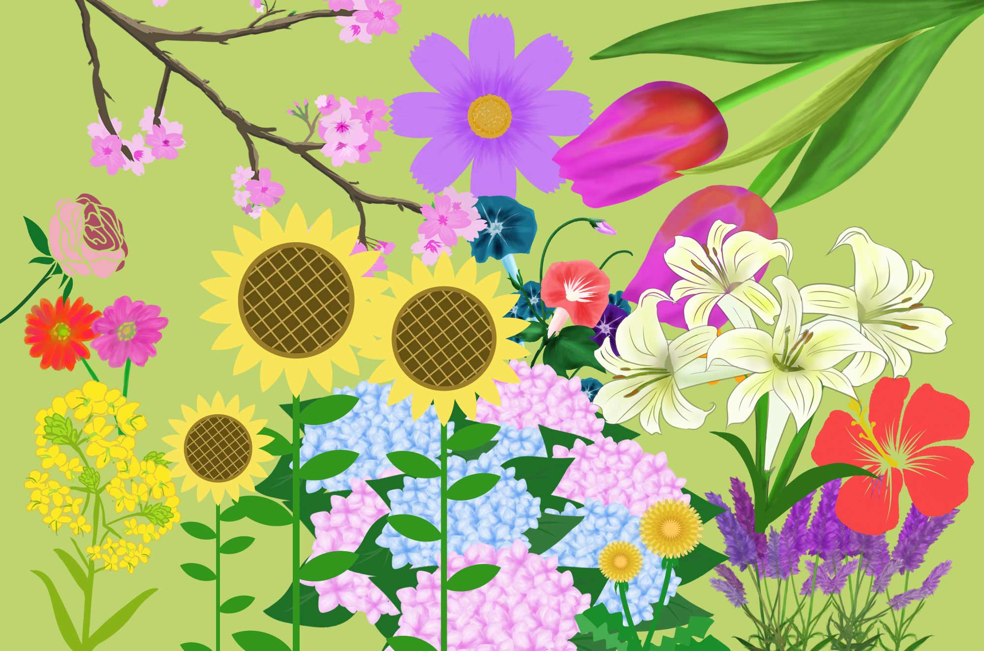 花イラスト - 可愛い植物の無料フリー素材
