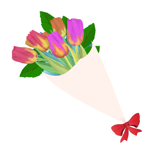 チューリップの花束のイラスト