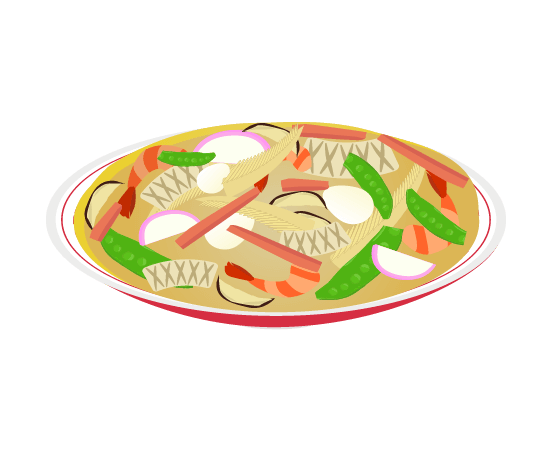 中華皿と八宝菜のイラスト