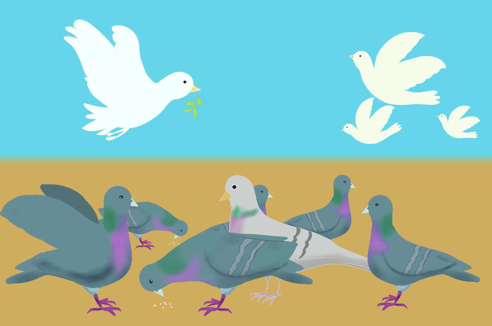 鳩イラスト - 空を自由に飛ぶ平和の鳥の無料素材集