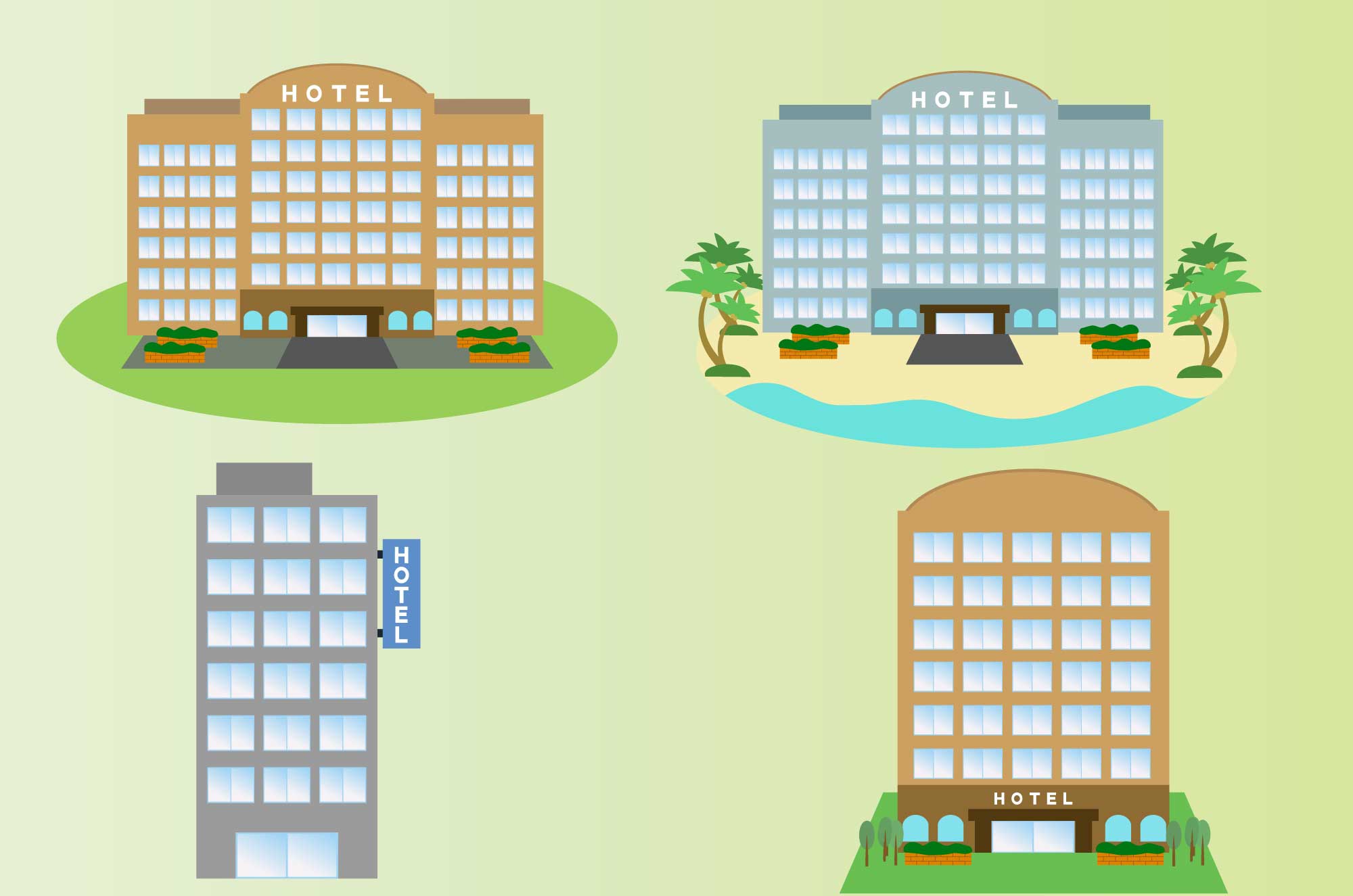 ホテルの無料イラスト リゾート ビジネス建物素材 チコデザ