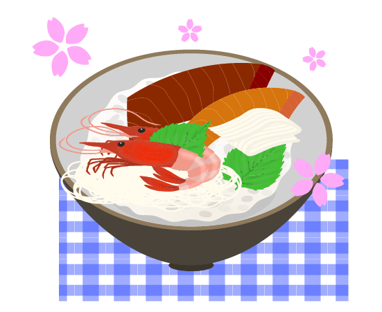 おしゃれな海鮮丼のイラスト