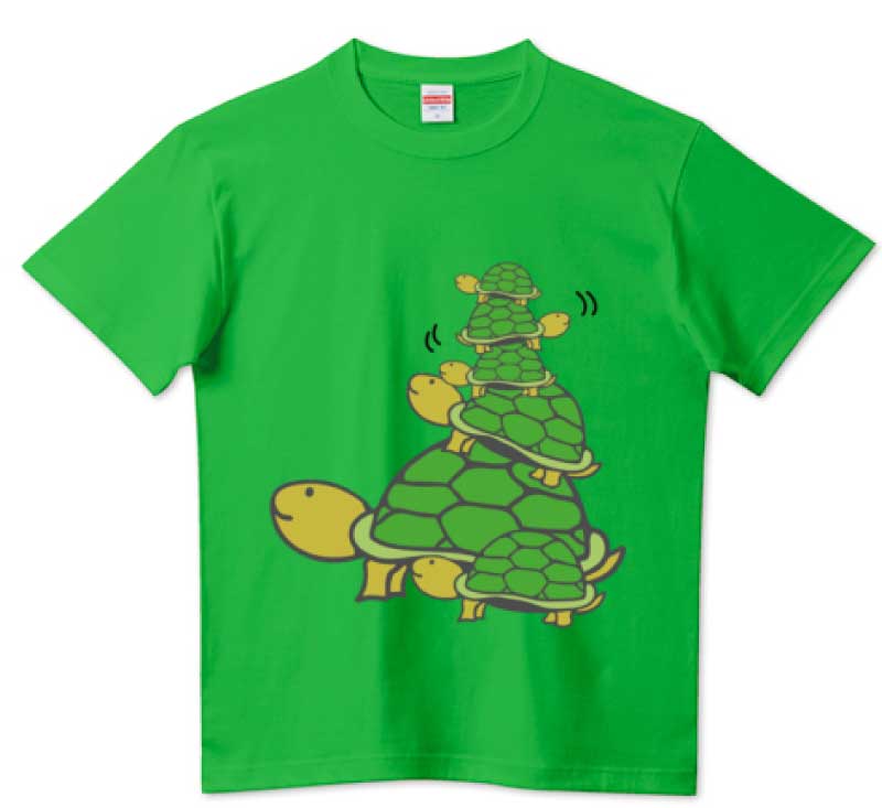 かわいい亀タワーTシャツ