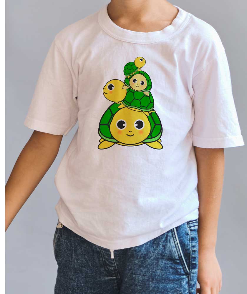 親子の重なる亀Tシャツ
