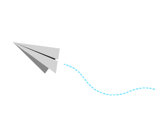 飛ぶ紙飛行機のイラスト
