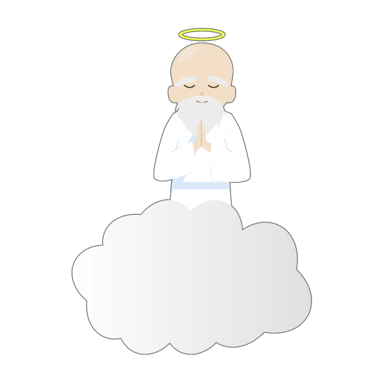 祈る雲の上の神様のイラスト