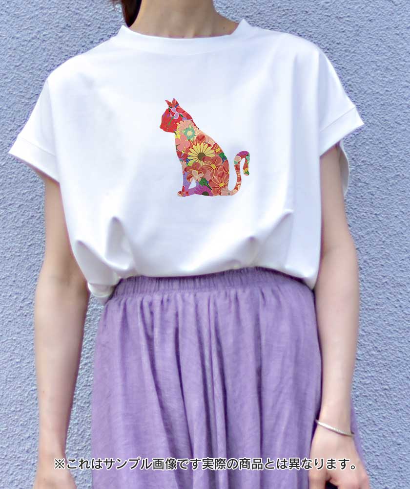 花柄猫Tシャツ