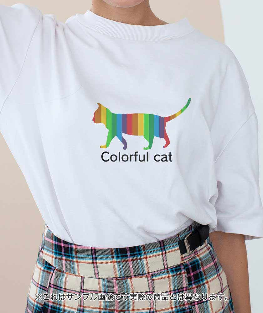 カラフル猫のシルエットTシャツ