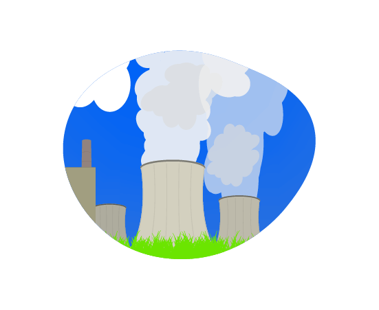 煙が出る火力発電所のイラスト