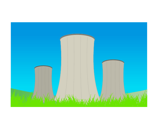 草原の火力発電所のイラスト