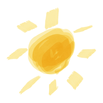 水彩タッチの太陽のイラスト