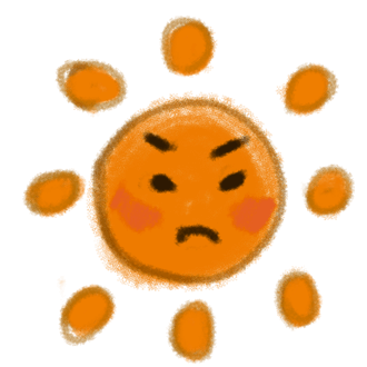怒る太陽のイラスト