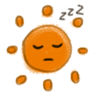 寝る太陽のイラスト
