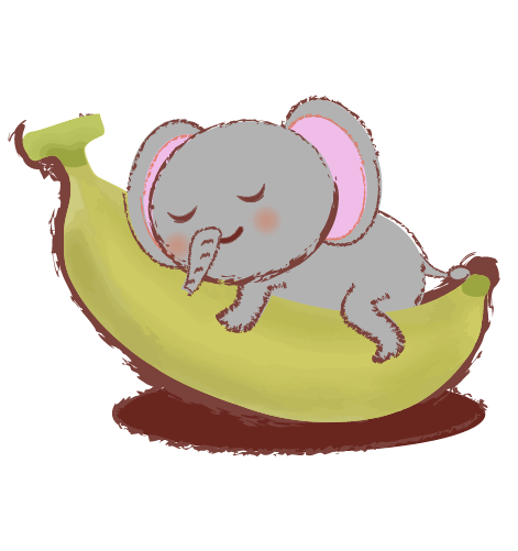 バナナを抱く象のイラスト